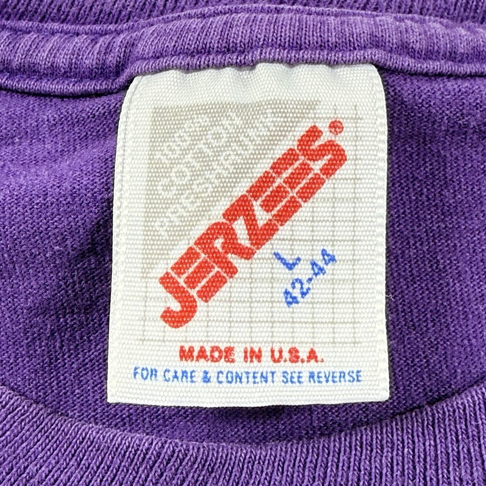 VTG 1992 Glitter Graphic T Shirt L Arkansas River Rafting Colorado Purple USA - Picture 4 of 16